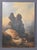 A beautiful antique oil painting on canvas depicting a romantic landscape with towering trees, large rocks, and small...
