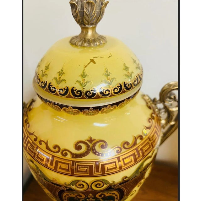 Glass Vintage Reverse Painted Glass Urn For Sale - Image 7 of 8