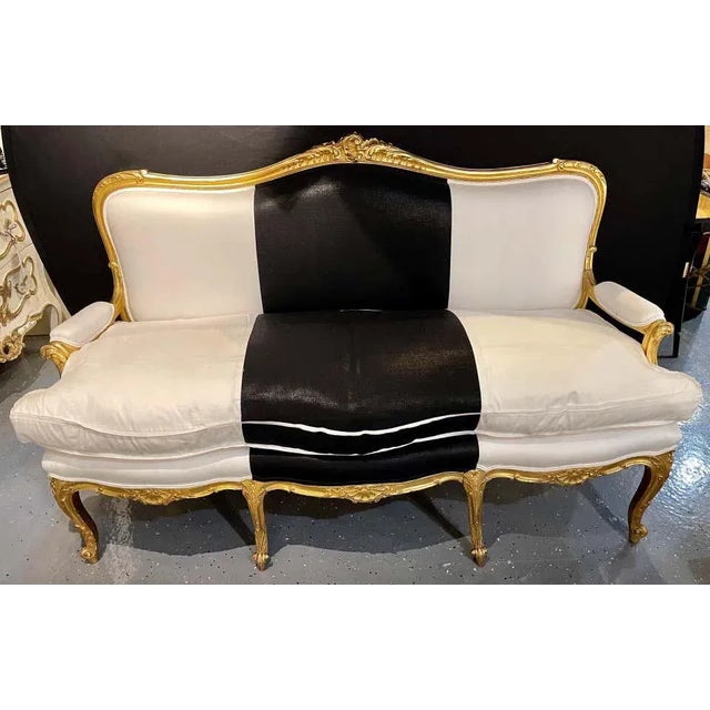 Mission Water Gilt French Settee, Sofa or Loveseat For Sale - Image 3 of 13