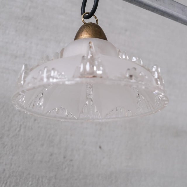 Mid-Century Ice Glass Pendant Lights, Set of 2 For Sale - Image 4 of 9