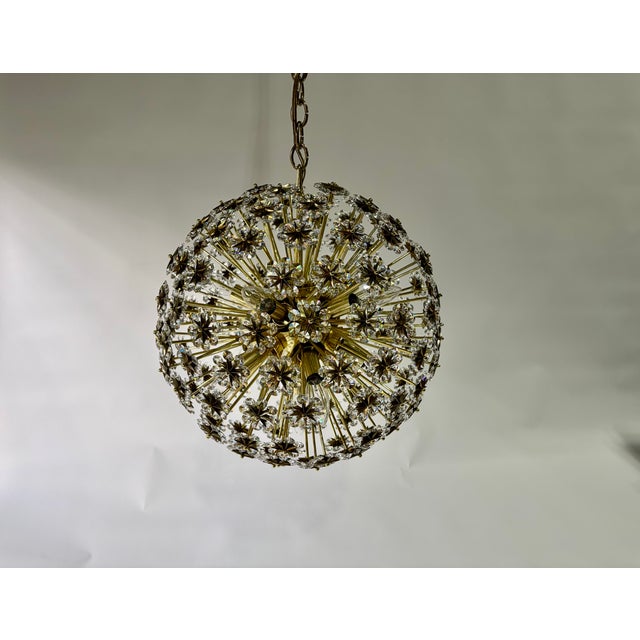 Large 1950s Sputnik Dandelion Chandelier, Brass & Crystal, 11 Bulbs For Sale - Image 18 of 18