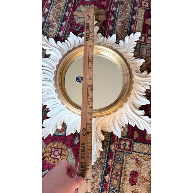 Off-white Vintage 1970s Italian Baroque Sunburst Wall Mirror by Euromarchi s.r.l. For Sale - Image 8 of 16