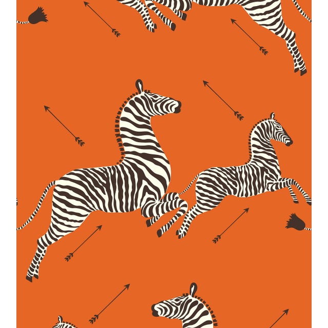 Contemporary Sample - The House of Scalamandré Zebras Wallcovering, Orange For Sale - Image 3 of 3