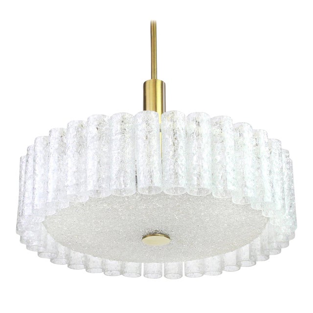 Large German Murano Ice Glass Tubes Chandelier by Doria, 1970s For Sale