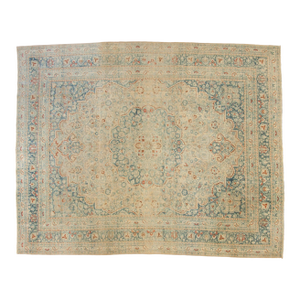 1940s Vintage Persian Meshed Lace Medallion Wool Carpet