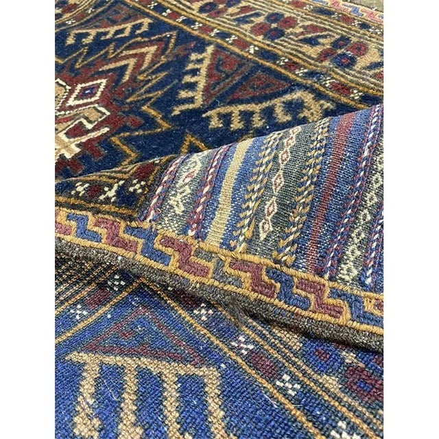 Navy Blue Handwoven Ghochan Tribal Area Rug For Sale - Image 8 of 9