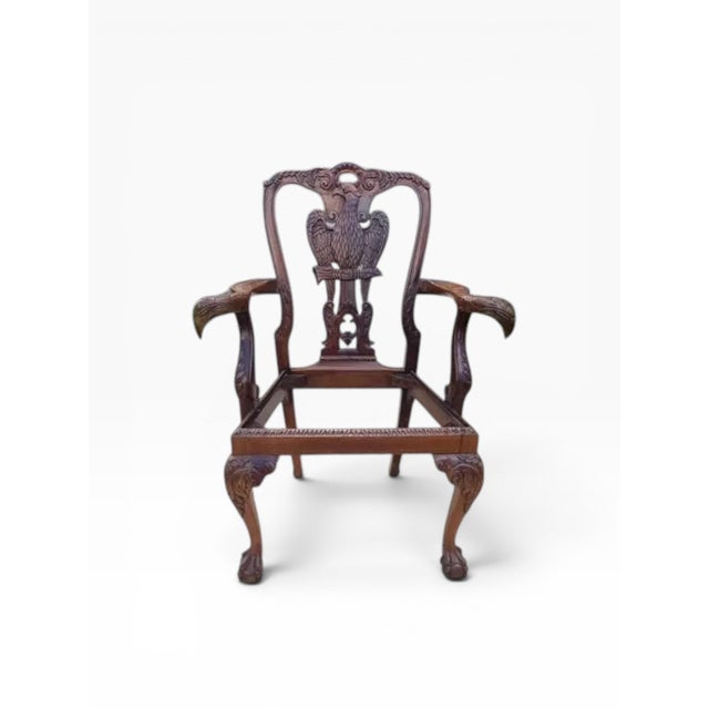 Set of 8 Hand-Carved Phoenix Back Chippendale Dining Chairs — Mahogany, Ball & Claw — Mid Century Revival For Sale - Image 10 of 18