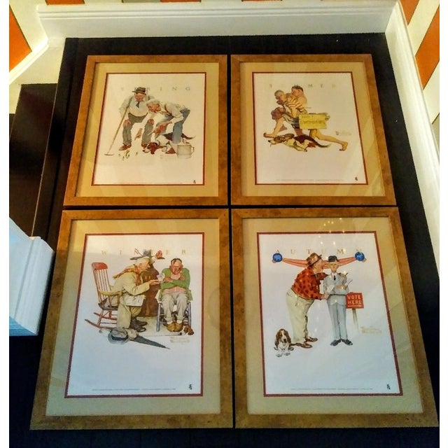 Set of 4 Norman Rockwell Large Framed 4 Seasons Old Buddies Wall