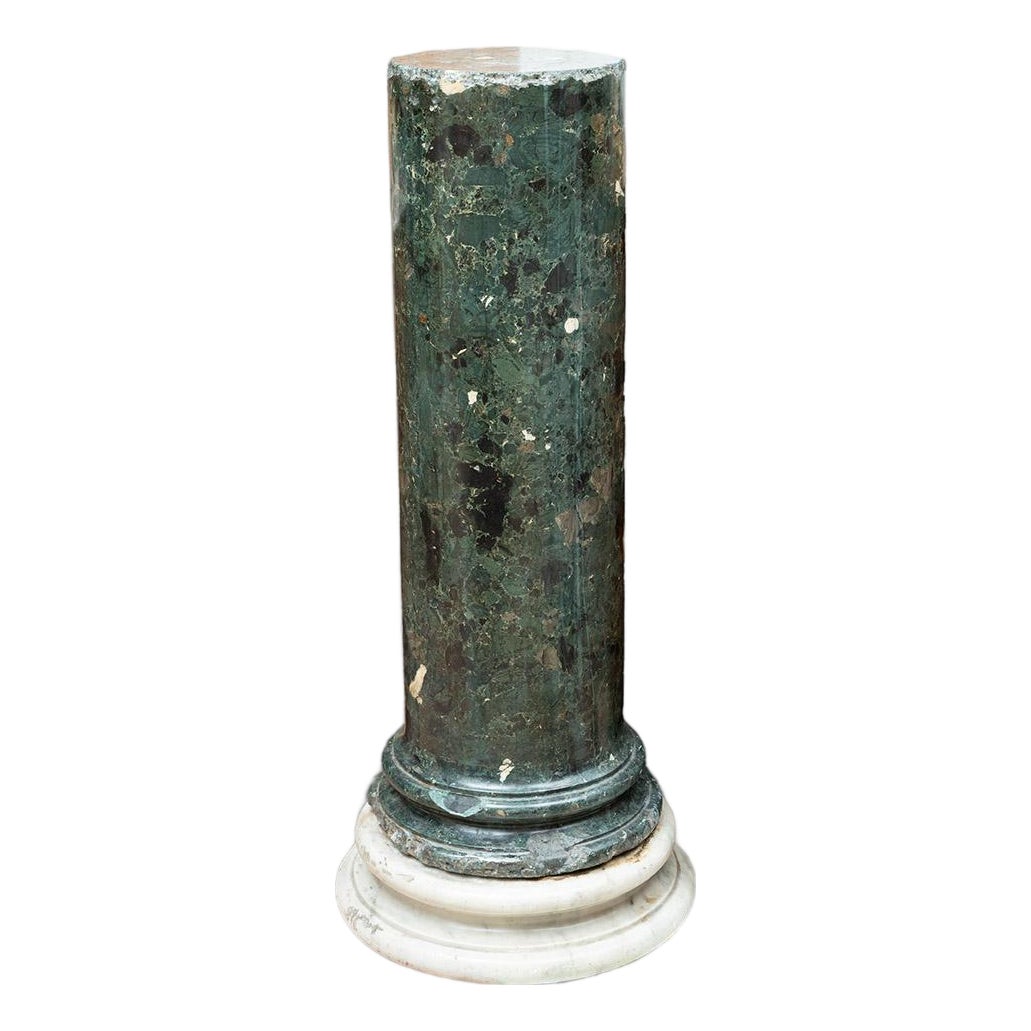 Early 19th Century Green Scagliola Column Resting on Circular White ...