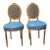 Mid 18th Century French Louis XVI Giltwood Chairs With Italian Blue Leather & Cane Backs — Pair For Sale