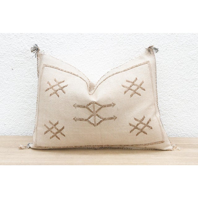 Tribal White Mirage Silk Rug Lumbar Pillow For Sale - Image 3 of 8