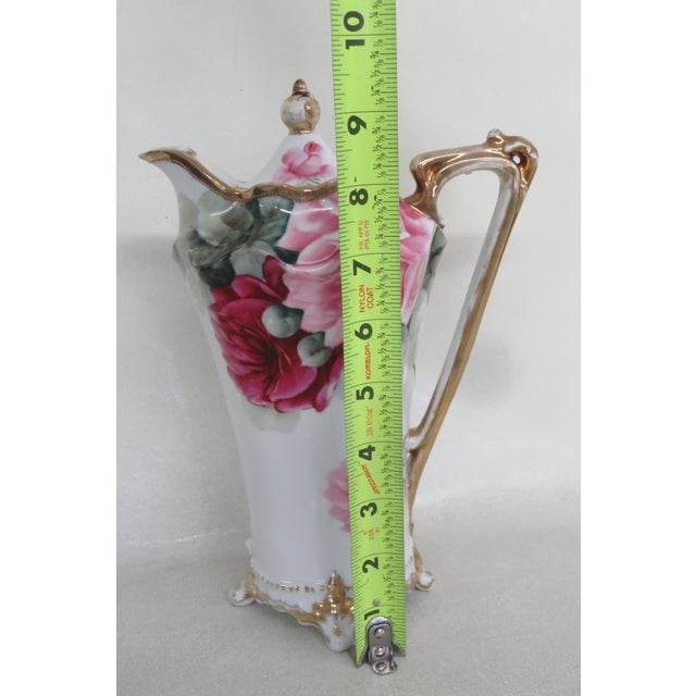 Noritake Nippon Chocolate Pot With Hand Painted Rose Pattern Early 1900s 4383b For Sale - Image 10 of 12