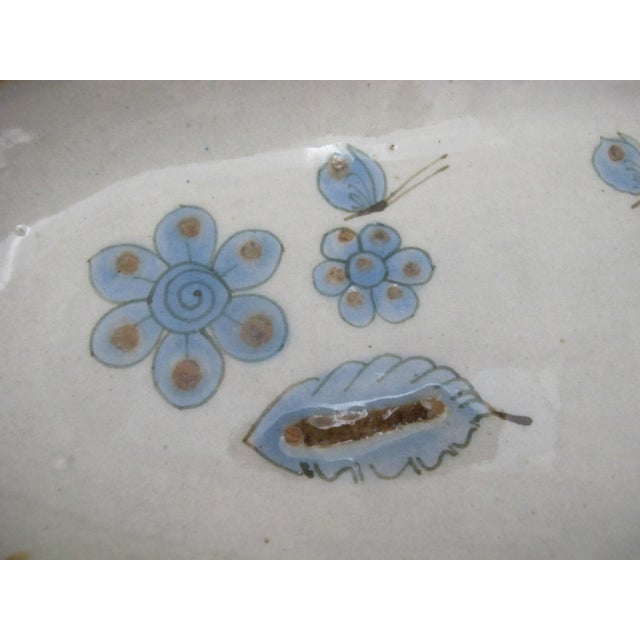 Farmhouse El Palomar Ken Edwards Blue Bird Tonala Mexico Folk Art Pottery Oval Tray Dish For Sale - Image 3 of 10