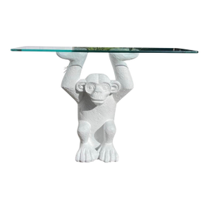 1970s Monkey Form Composite & Glass Console Sofa Table