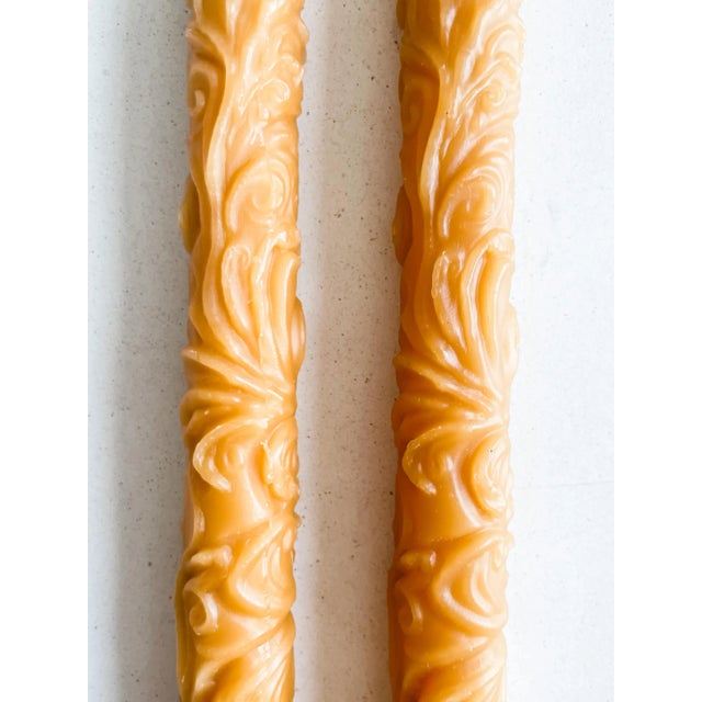 Set of 2 Beeswax Taper Candles 15” tall, standard 7/8" base 8 hour {inside} burn time Burn time may be less with outdoor...