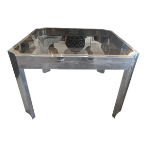 Mid 20th Century Aluminum Brass + Glass Coffee Table