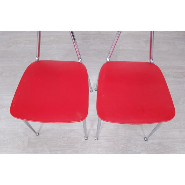Metal Vintage Vinyl Kitchen Chairs in Red, Set of 4 For Sale - Image 7 of 13
