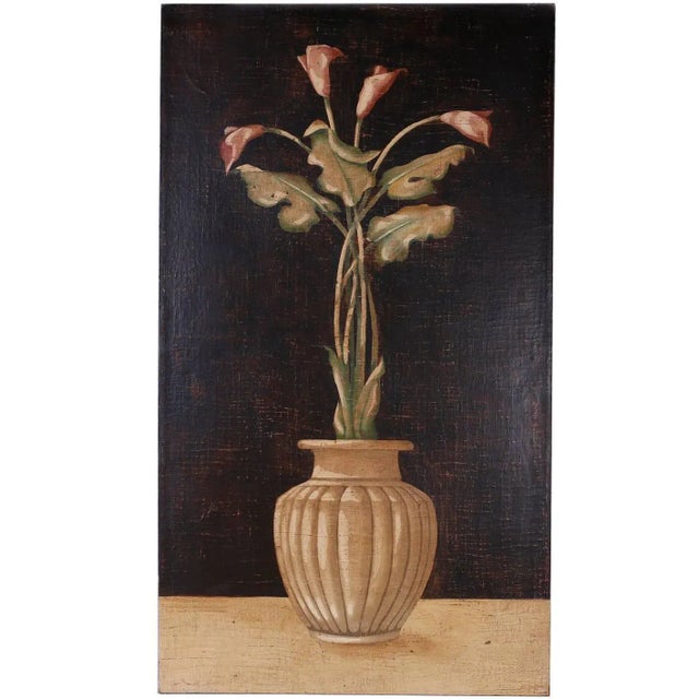 Oil Painting on Burlap of Lily Flowers For Sale - Image 9 of 9