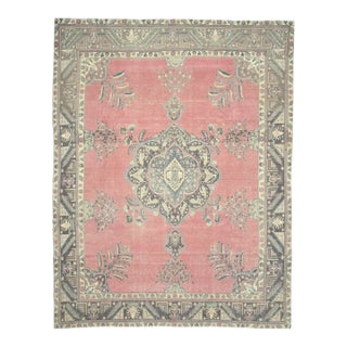 1970s Vintage Turkish Oushak Handmade Wool Cotton Red Area Rug For Sale