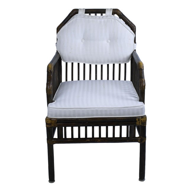 Create a stunning dining space with this exceptional set of 11 Brown Jordan rattan arm dining chairs. Crafted by the...