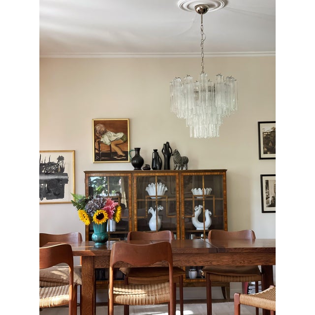 Murano chandelier tubular medium size. 21th century. Contemporary murano chandelier. Tubular formed glass prisms in...