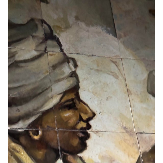 Mid 20th Century Antique Oriental Hand Painted Architectural Tile Mosaic Wall Plaque 30” X 48” For Sale - Image 5 of 11