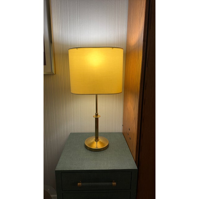 1970's Ethan Allen Hollywood Regency Brass Table Lamp For Sale - Image 11 of 12