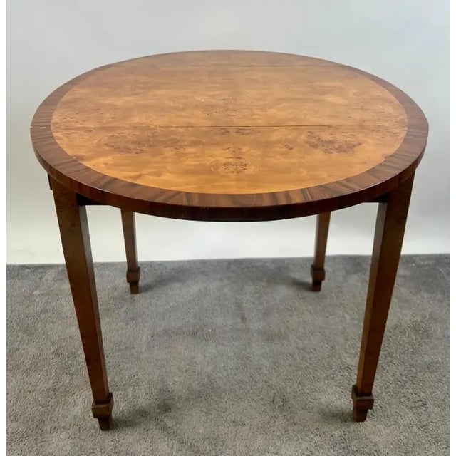 English English George III Style Pembroke Burl Wood Table W Twin Drop-Leaf Sides For Sale - Image 3 of 13