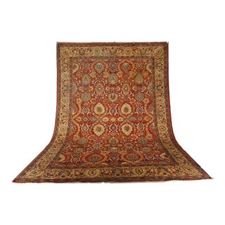 Persian Antique Sultanabad 10x14 Teal, Rust, Ivory & Blue Handmade Area Rug #1142147 For Sale