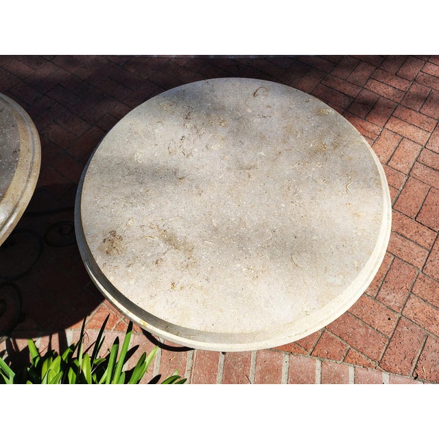 A Pair of Travertine Stone Top Iron Side Tables For Sale - Image 9 of 18
