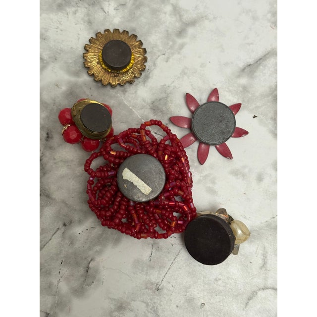 Eclectic Vintage Upcycled Crystal Jeweled Magnets, Set of Five For Sale - Image 10 of 10
