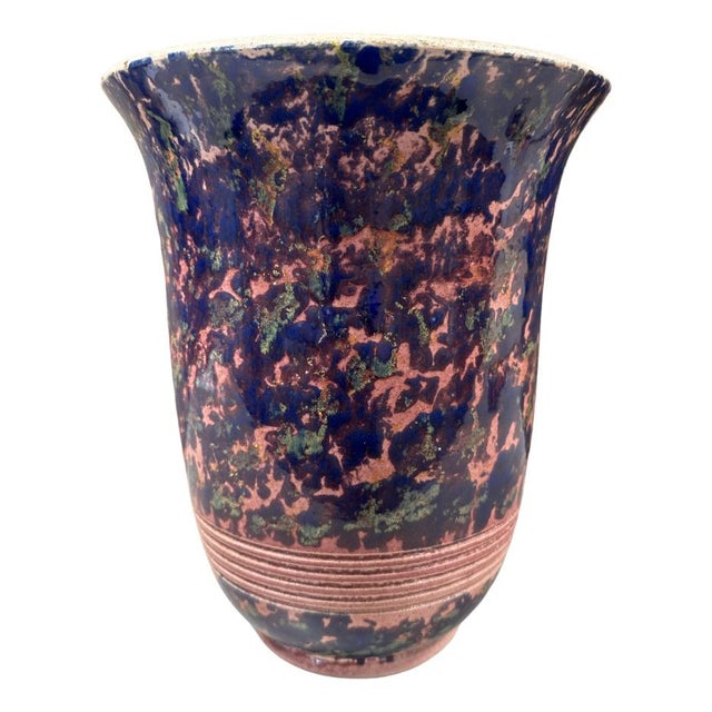 Blue Art Deco Turned Ceramic Vase from Schneider, 1920s For Sale - Image 8 of 8