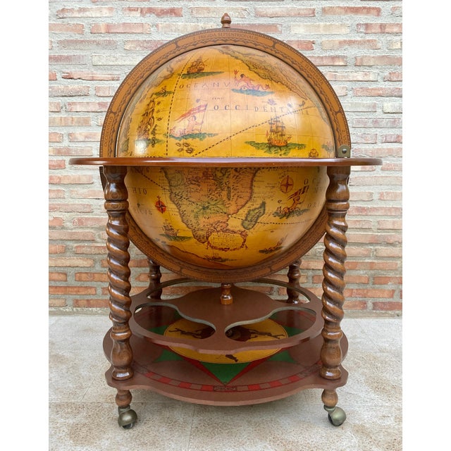 Vintage Italian World Globe Dry Bar, 1960s For Sale - Image 16 of 18