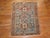 Throw size Persian Karadja Heriz rug with a soft denim blue field with other rustic colors. Measures: 3'4'' x 4'3'.