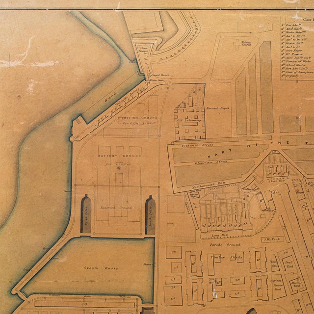 Antique Town Plan, Portsmouth Dockyard, English, Framed Cartography, Victorian For Sale - Image 10 of 12
