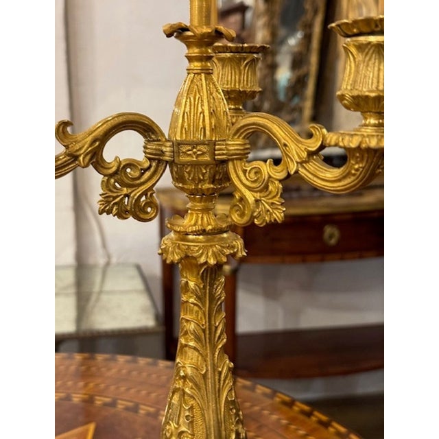 Pair of 19h C. French Louis XVI Gilt Bronze Candelabras For Sale - Image 4 of 7