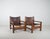 French Armchairs in Olive Wood and Saddle Leather, 1970s, Set of 2 For Sale - Image 4 of 16