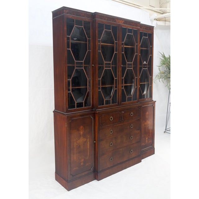 Wood Very Fine Custom c1940s Bubble Glass Drop Front Butlers Desk Break Front For Sale - Image 7 of 12