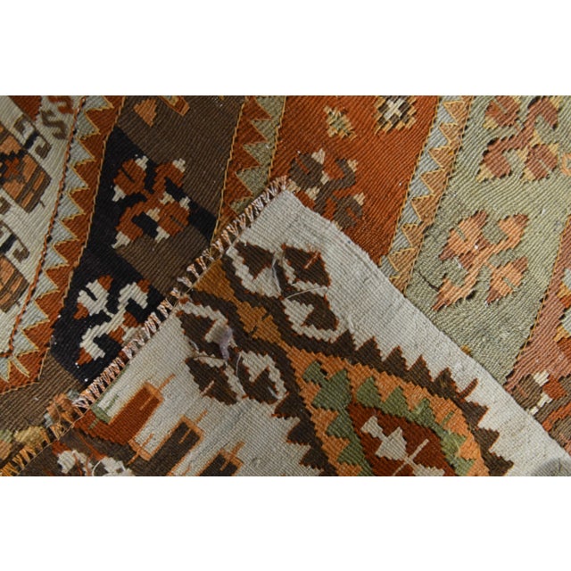 1970s 1970s Vintage Handmade Wool Cotton Orange Runner Rug For Sale - Image 5 of 11