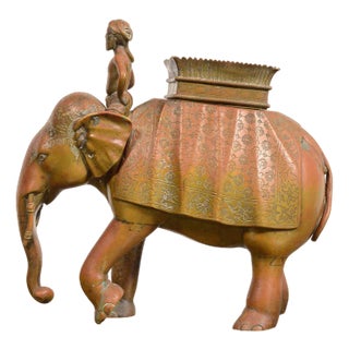 Indian Bronze Sculpture of Elephant and Mahout, 1860s For Sale