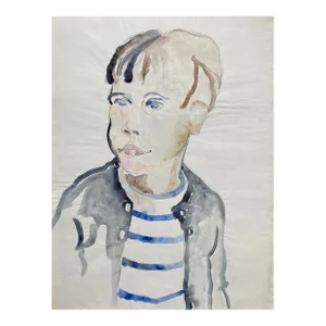 1950s Watercolor Portrait of a Boy