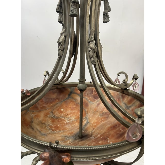 2000 - 2009 19th Century Napoleon III Bronze and Alabaster Chandelier with Eight Lights For Sale - Image 5 of 18