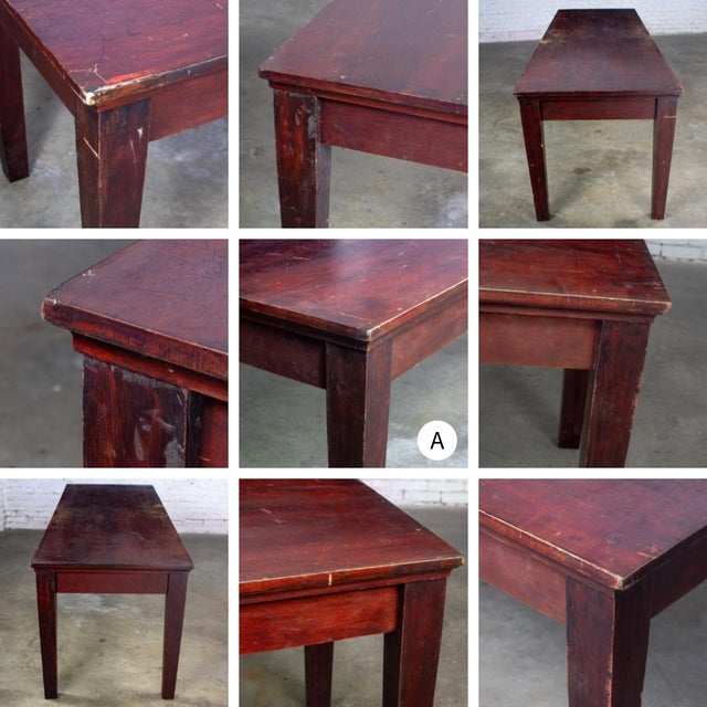 Early 20th Century Rustic Mahogany Farmhouse Harvest Dining Table With Distressed Finish For Sale - Image 6 of 18