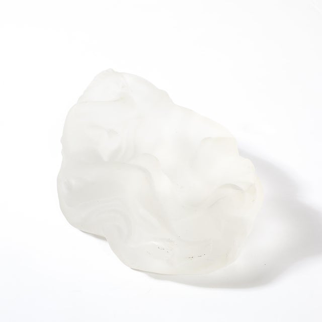 1960s MidCentury Frosted Glass Sleeping Beauty Sculptural Nude Dish Signed R Lalique For Sale - Image 5 of 18