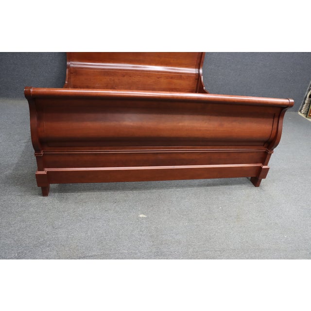 Late 20th Century Martin’s Furniture Solid Cherry King Sleigh Bed For Sale - Image 5 of 11