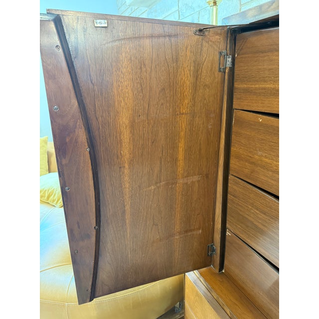Attributed/Styled After: Helen Hobey Baker Mid-Century Modern Set of 2: Highboy Dresser & Nightstand - One Owner For Sale In New York - Image 6 of 14