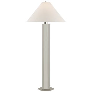 Paloma Contreras by Visual Comfort Signature Olivier Large Floor Lamp in Polished Nickel with Linen Shade For Sale