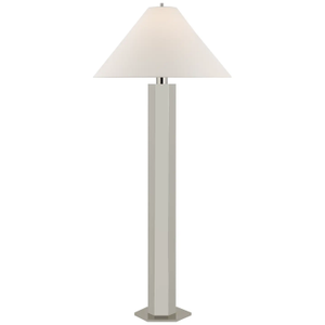 Paloma Contreras by Visual Comfort Signature Olivier Large Floor Lamp in Polished Nickel with Linen Shade