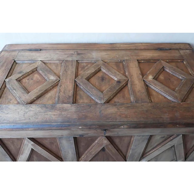 Antique 19th Century Pine Coffer with Diamond-Shaped Panels, 1870s For Sale - Image 3 of 8
