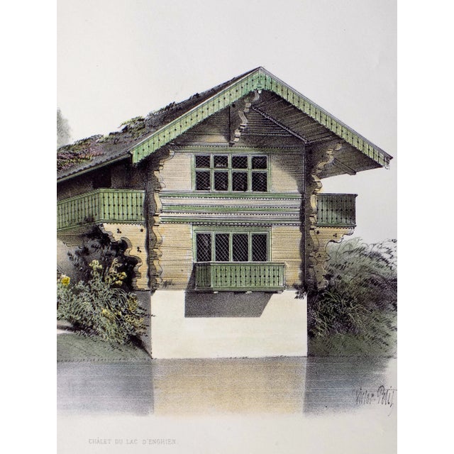 Home of the Lake of d'Enghein Original Lithograph, 1860 For Sale - Image 4 of 4